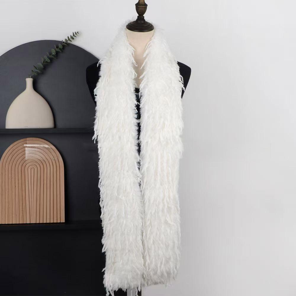Thick Fluffy Plush Long Strip Scarf Solid color Luxury Y2K Girl Scarf 90cm/180cm Ladies Tassels Scarf for Outdoor Warm