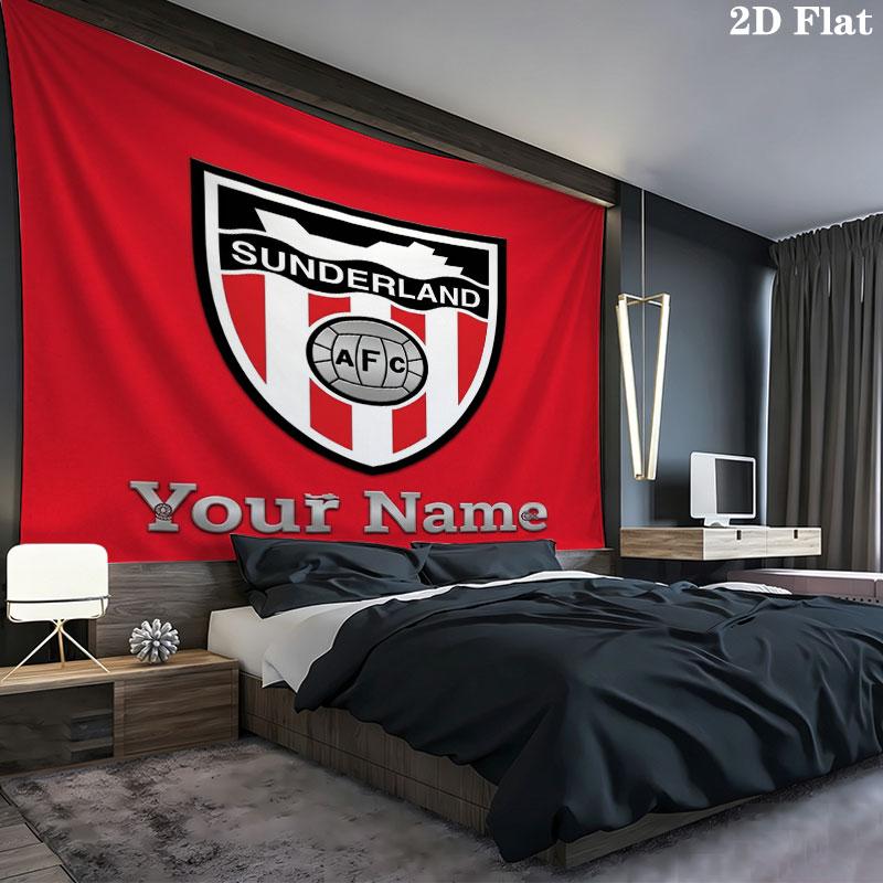 Sunderland A.F Custom Name Wall Tapestry Aesthetic Wall Hanging Printed Fabric Blanket Decorative Tapestries for Bedroom Living Room Home Decor
