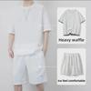 Men's Waffle Short-Sleeve T-Shirt and Loose Two-Piece Casual Sports Set