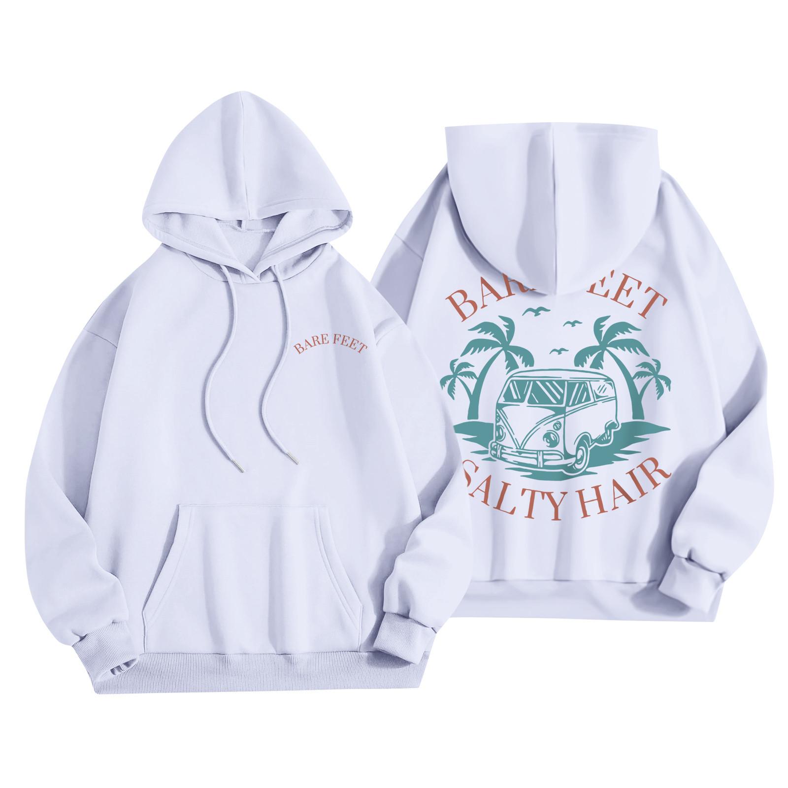 

Женская мода, женский легкий пуловер с длинными рукавами и карманами, толстовка с капюшоном в стиле консервативного стиля S белый