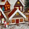 Christmas LED Light Wooden House Luminous Cabin Merry Christmas Decorations for Home DIY Xmas Tree Ornaments Kids Gifts New