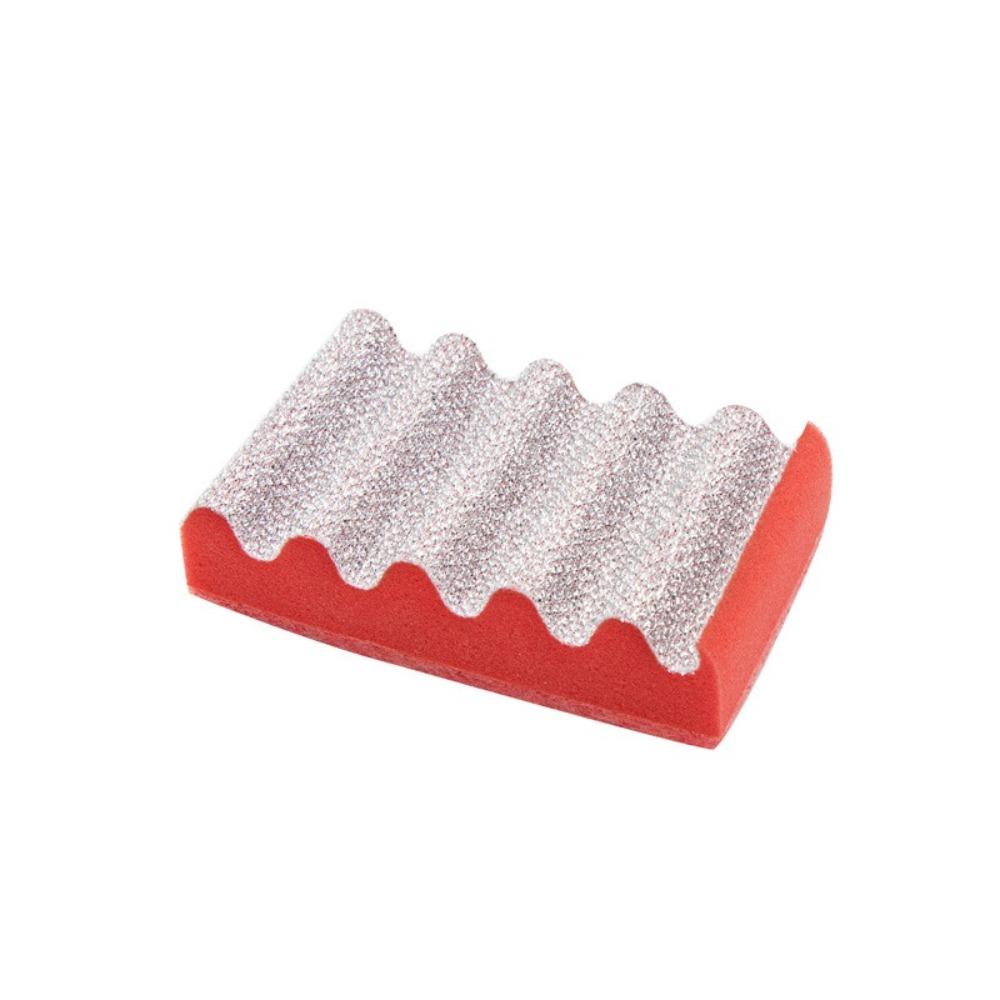 Double-Sided Rust-Removing Sponge Wave Design Sponge Scrubber Barbecue Brush Barbecue Rack красный