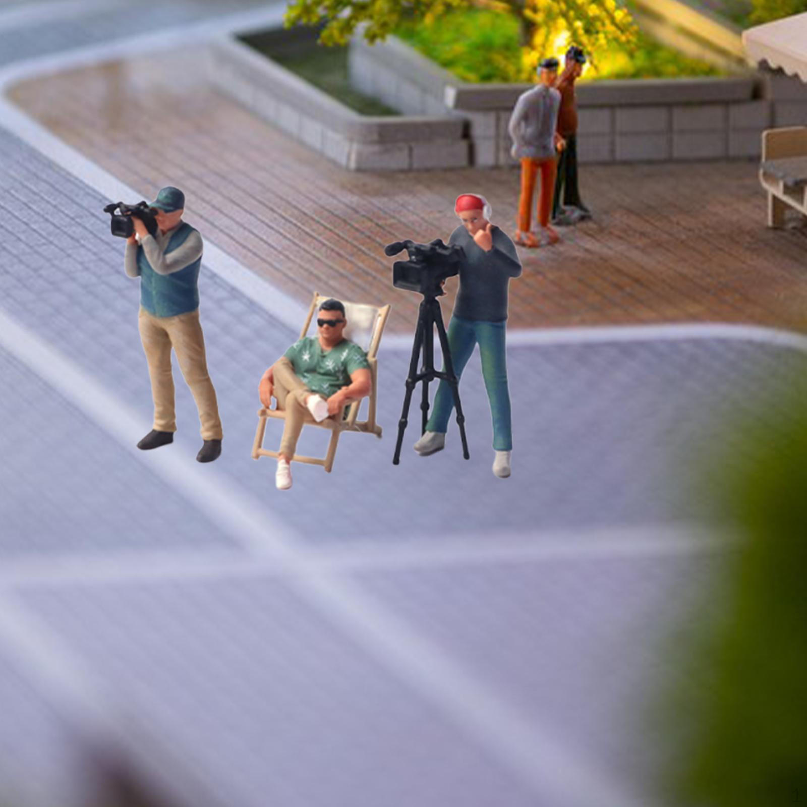 

3x 1/64 Scale Miniature Figures Micro Landscape Decor, Cinematography Crew, Collectibles Layout