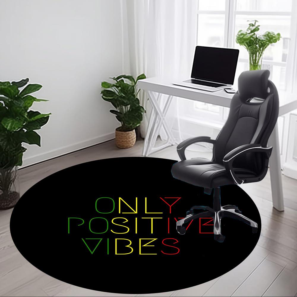 1pc Positive Vibes Chair Carpet for Office Non Slip, Lightweight, Machine Washable Rug for Office Holiday Decor