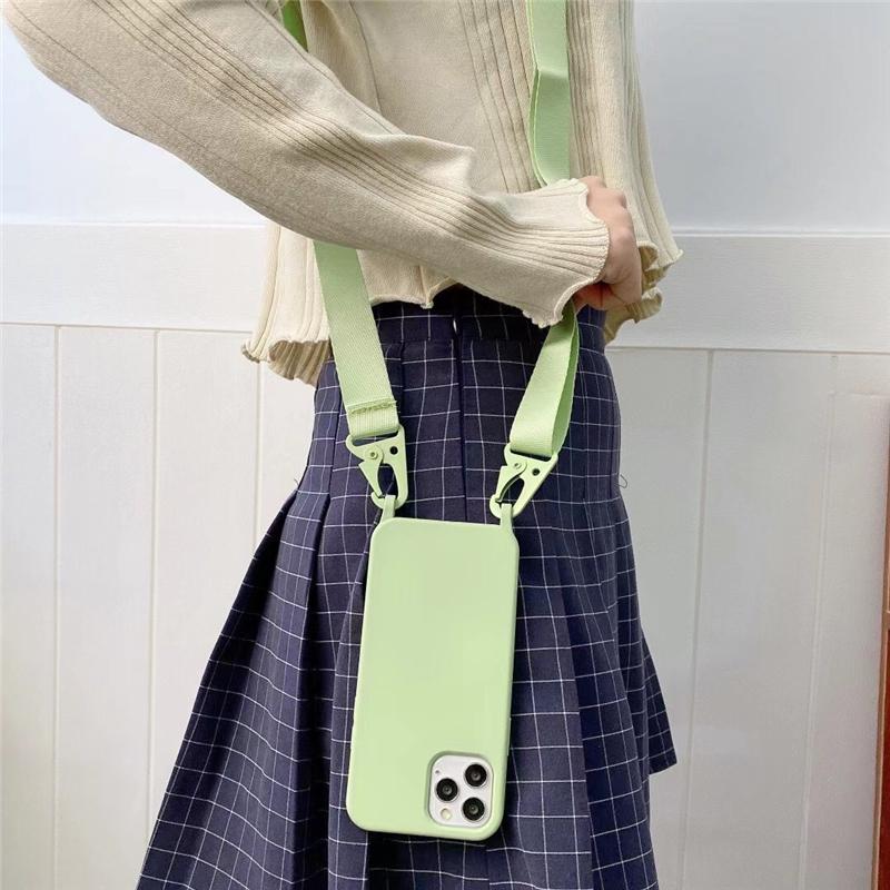Lanyard Phone Case Soft Silicone Crossbody Strap Mobile Phone Case for iPhone 14 Pro Max SE Soft Phone Case