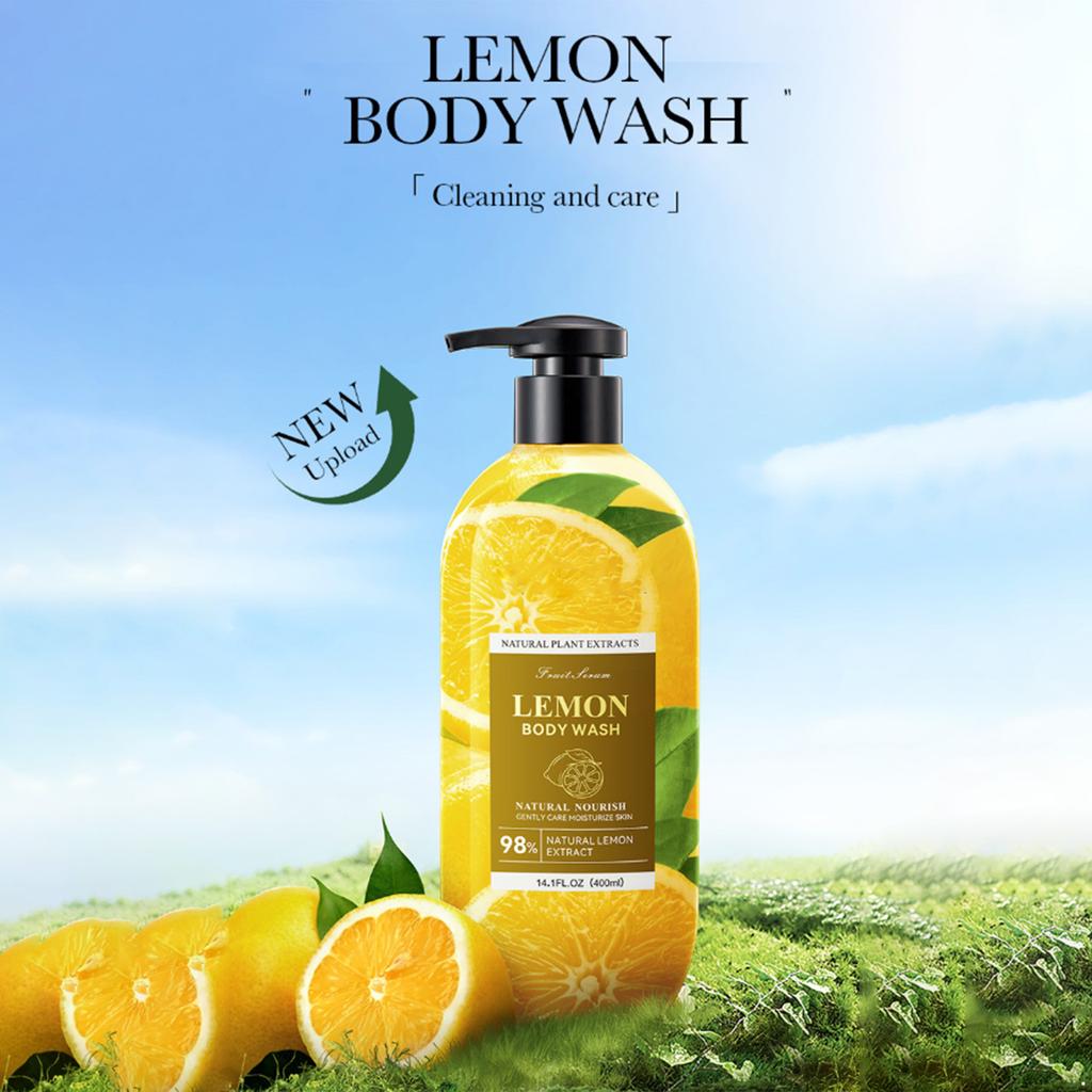 1Pc Lemon Body Wash Cleanser with Lemon Extract for Moisturizing Gentle Cleaning and Fresh Fragrance for All Skin Types Men and Women