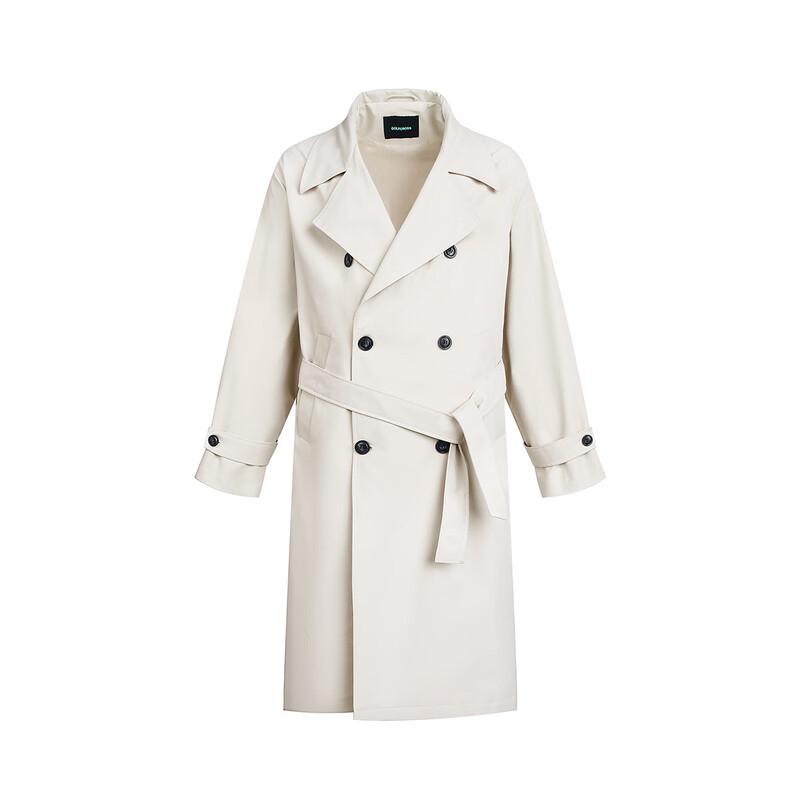 GOLFCROSS Unisex Faux Two-Piece Hooded Long Trench Coat