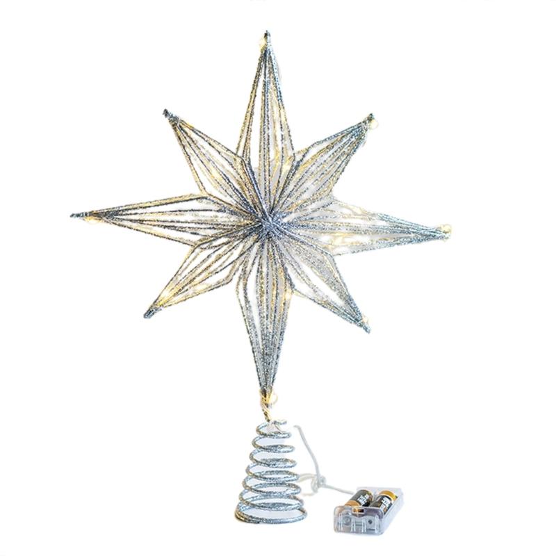 

Christmas Tree Toppers Star LED Light Lamps Home Christmas Decorations for Tree Ornaments New Year 2024 Festival Party 25cm