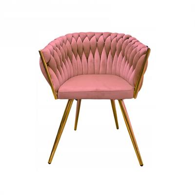 Stuhl mit Armlehnen Tilo rosa dekorativer Sessel Samt Family Möbel