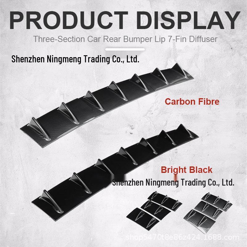 

Three-Piece Shark Fin Style Rear Bumper Diffuser Spoiler Three-Stage Glossy Black