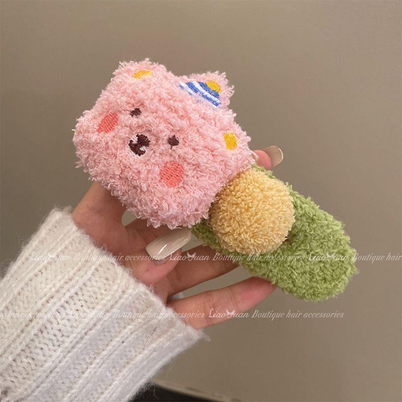 

Плюшевый пудинговый медведь, милая заколка-утиный клюв для волос, головной убор, милая и модная детская заколка для волос