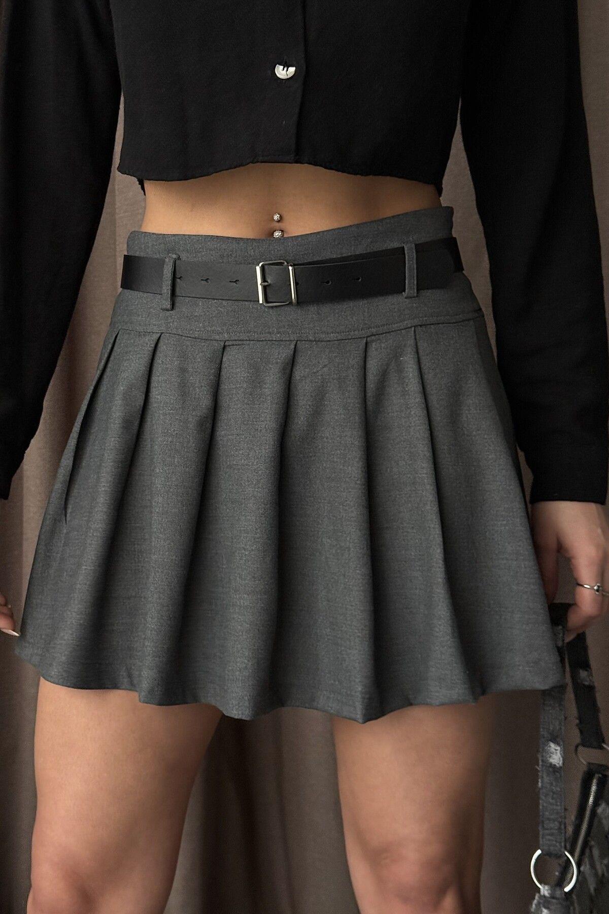 

Anthracite Skirt with Belted Shorts S , M , L сірий колір