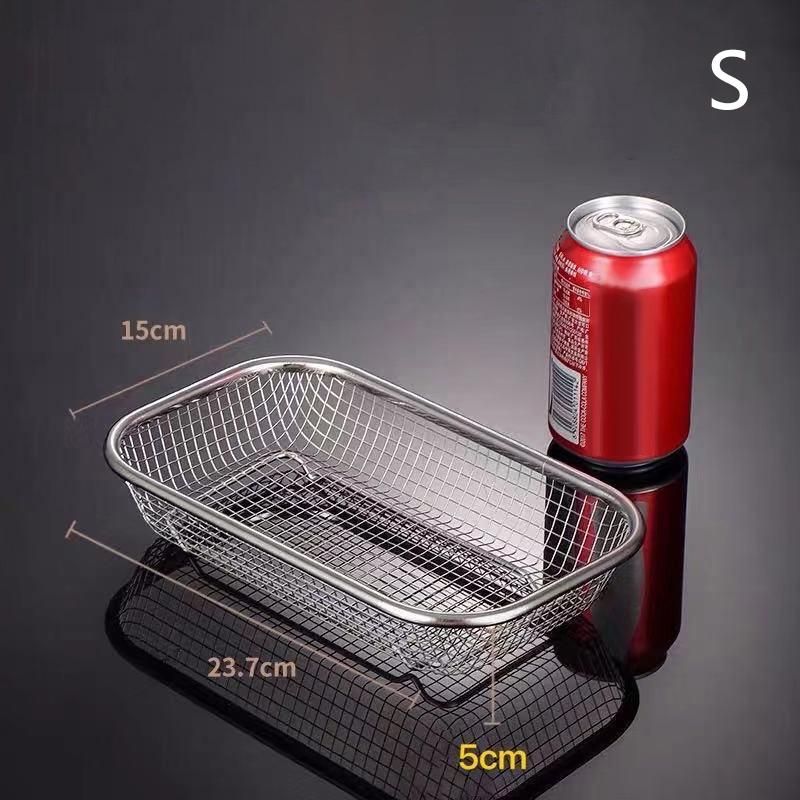 Stainless Steel Air Fryer Grill Mesh Basket Non Stick Tray for Oil Free Roasting and Crisping Home Cooking Accessory