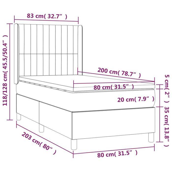 VidaXL Slatted Bed Base with Mattress and LED, Upholstered Bed, Single Bed, Adult Bed for Interior Bedroom, 3138990