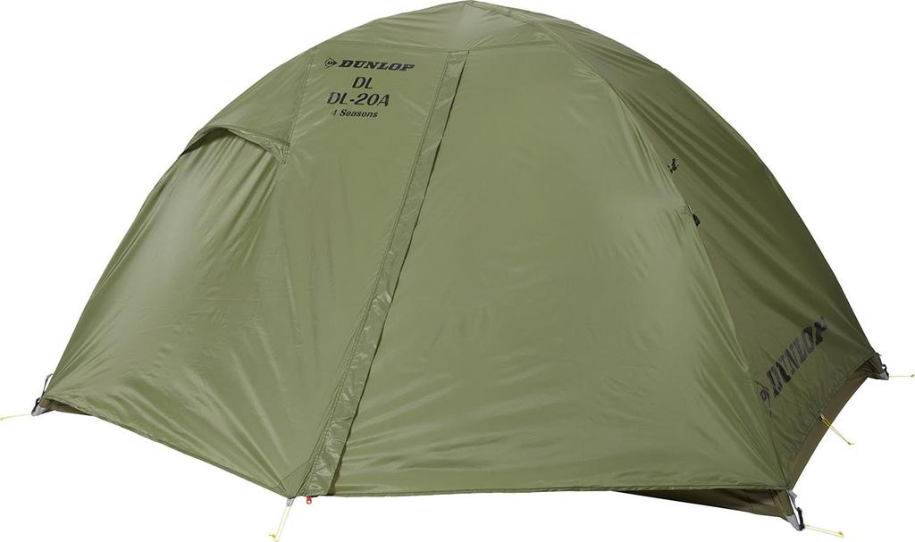 DUNLOP DL20A4S Compact Alpine Double Olive Tent, 2-Person, Entrance, (OV)
