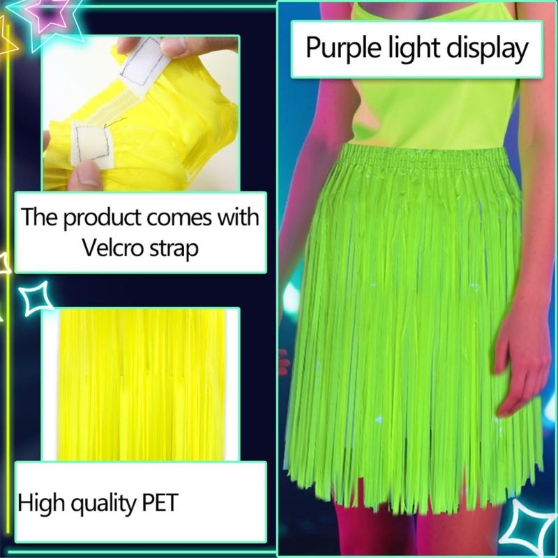 Neons Party Decoration Belly Dance Hip Scarf Skirt Sparkly Tassels Wrap Skirt Rave Costume for Wedding Birthday Concert