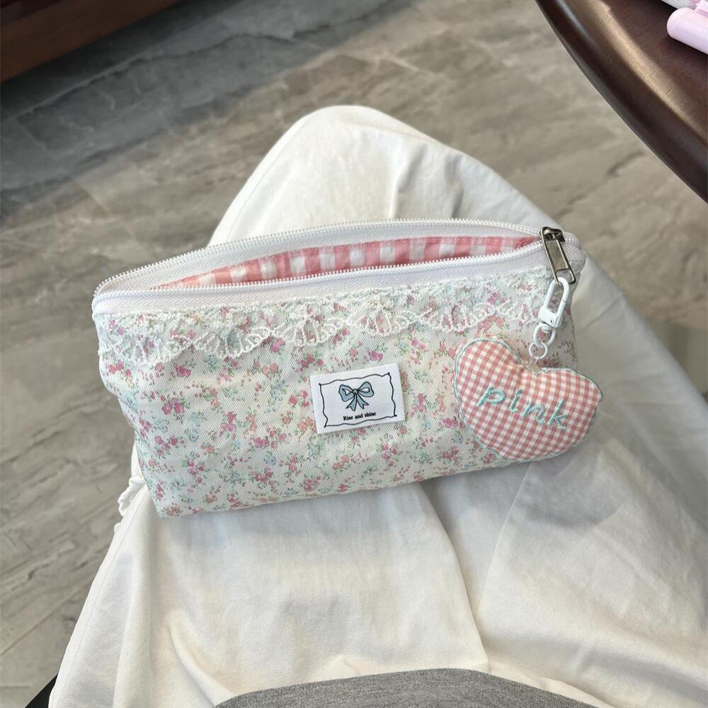 New Lace Floral Design Pen Bag Large Capacity Multifunctional Pencil Case Stationery Bag Gift