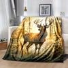 1pc. Majestic Deer Forest Scene Blanket - Perfect for Home, Office, Outdoor Use, Gift Idea, Suitable for All Seasonsz041727