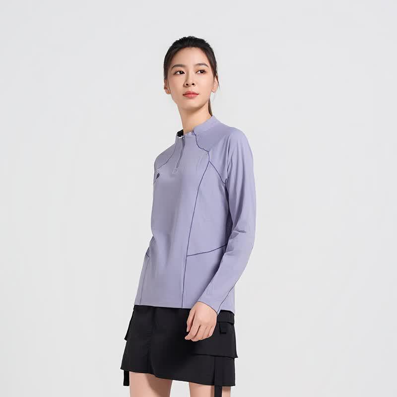 SCALER Women's Outdoor Stand Collar Breathable Long Sleeve T-Shirt