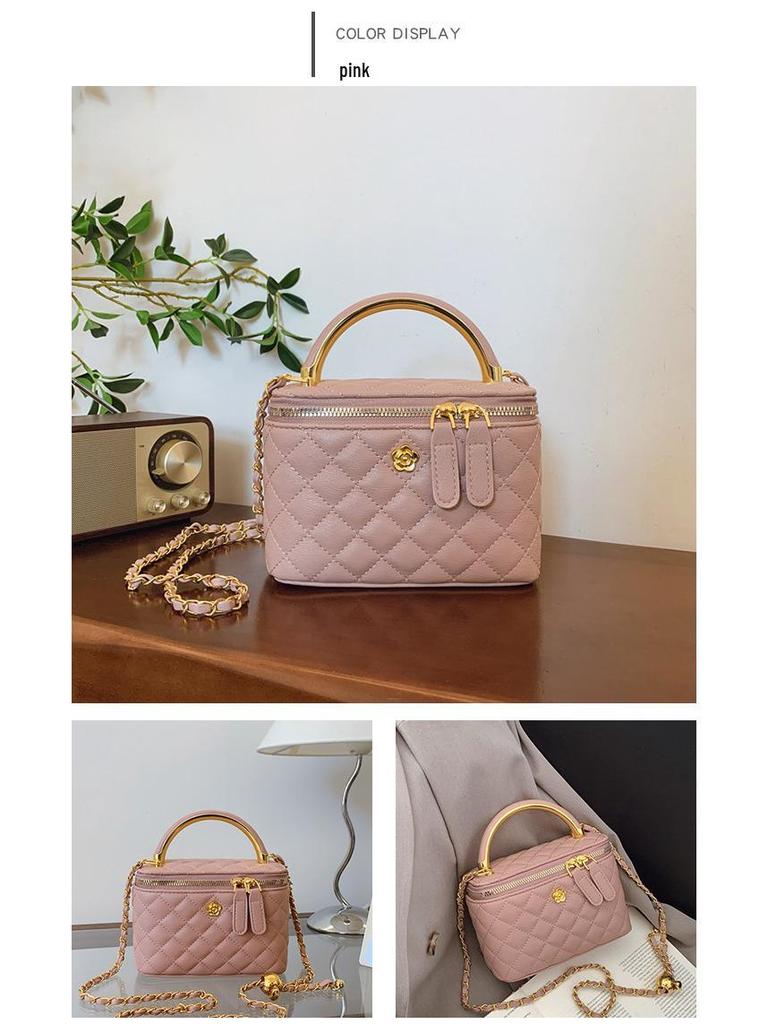 Retro Handheld Diamond Lattice Bucket Bag - 2025 Stylish Crossbody Chain Bag for Women