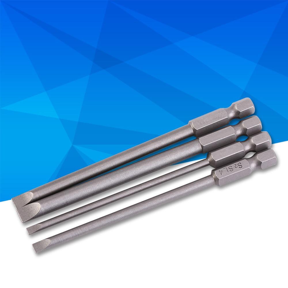 4 Pcs 100mm / 4 Inch Length Flat Head Screwdriver Bits Power Tool Drill Bits  Power Tool Accessories