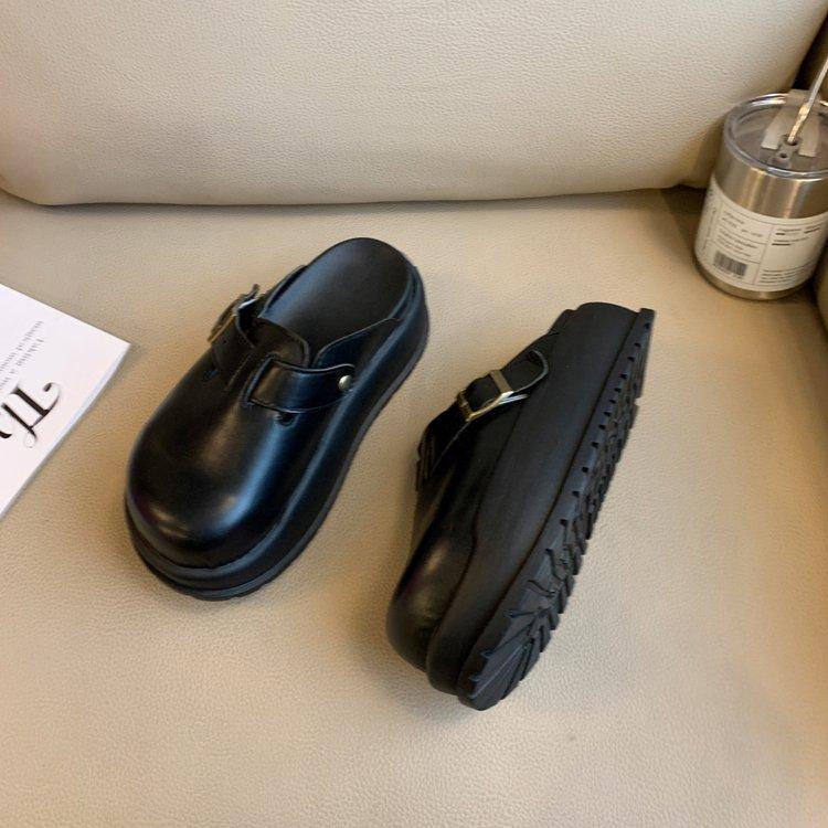 

Ретро сумка голова тапочки женские уличные 2025 весна новая платформа Boken обувь французский ленивый один педаль и половина тапочек 35