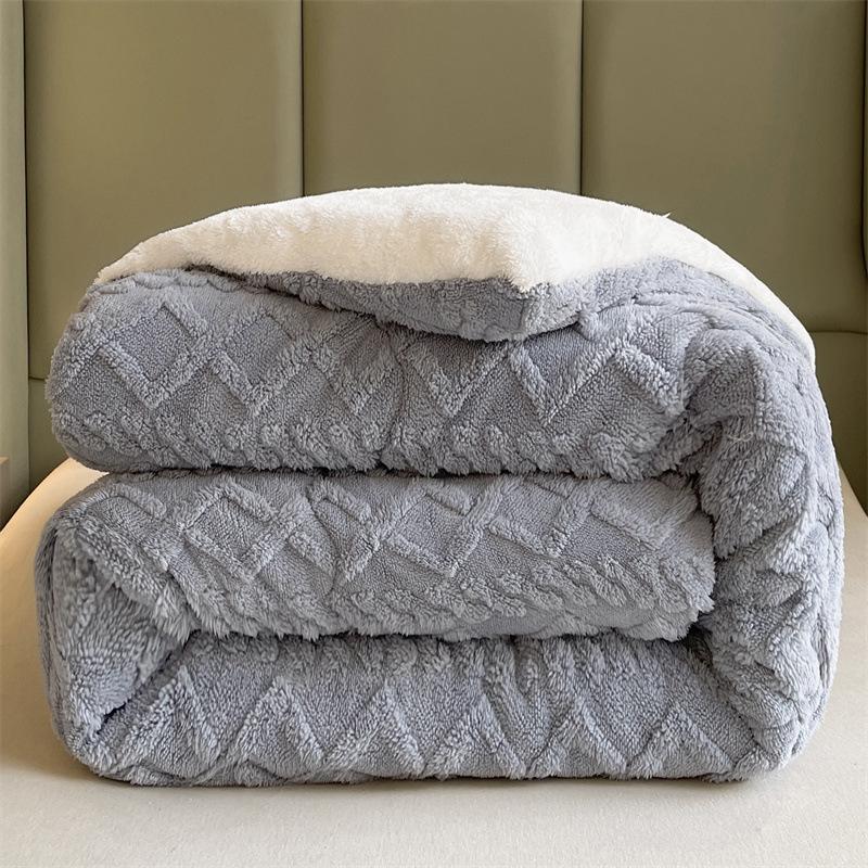 Double-Sided Quick-Heating Lambswool Fleece Winter Quilt for Single/Double Beds