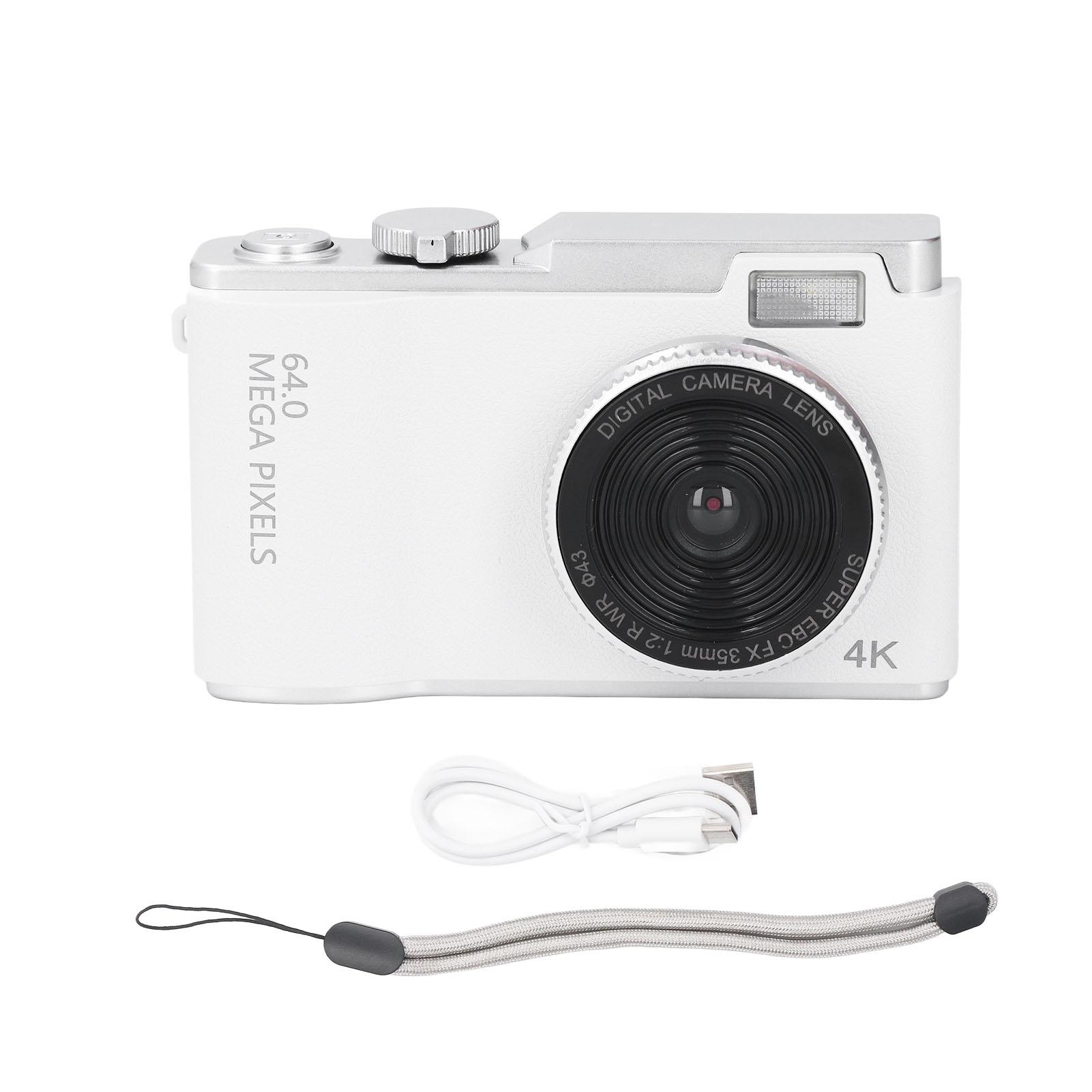 

4K Digital Camera 16x Zoom Portable 2.4 Inch Selfie Camera High Resolution 64MP Video Camcorder for without TF card