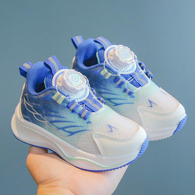 2026 Kids' Sports Shoes: Boys' Casual Button Sneakers & Girls' Soft Sole Running Mesh Shoes for Spring & Autumn