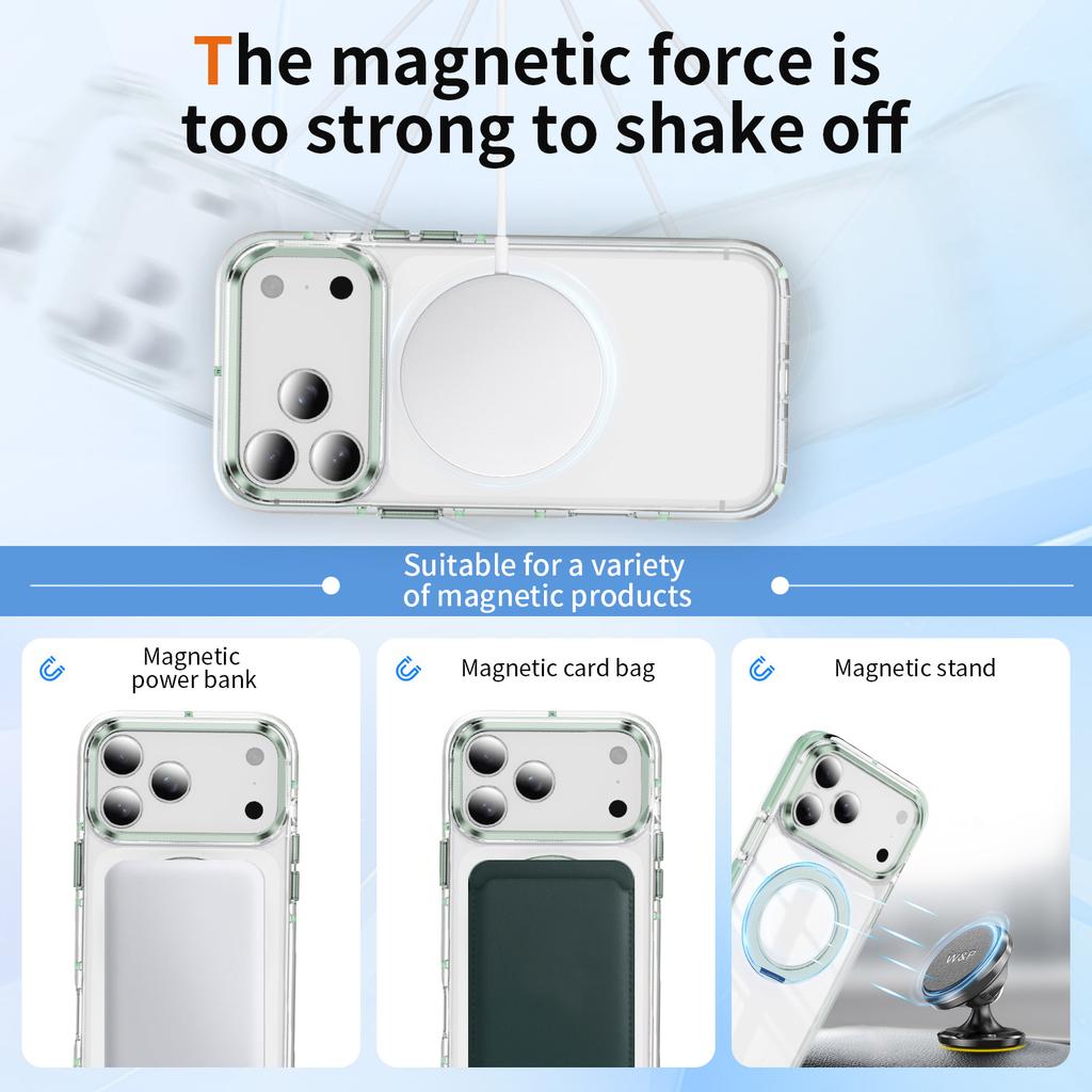 For iPhone 17 Pro Case Compatible with MagSafe Rotating Kickstand Shockproof TPU PC Acrylic Clear Phone Back Cover