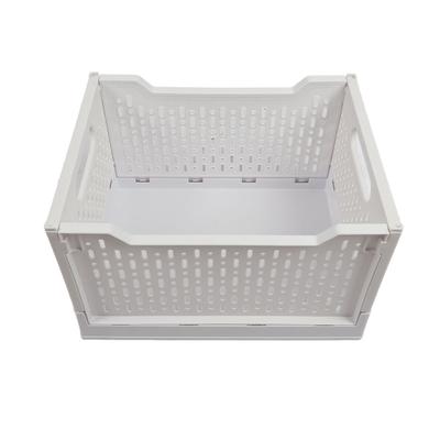 Foldable Plastic Baskets Stackable Multifunction Portable Hollow Plastic Storage Crates Organizer