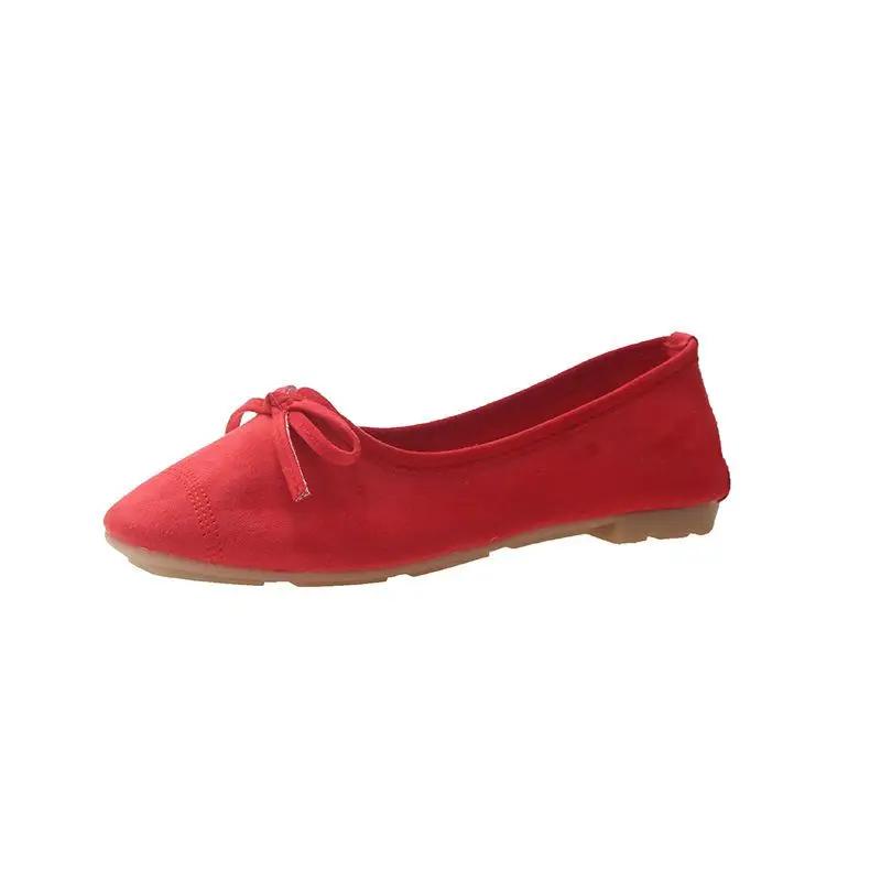Fashion Shoes for Women Kawaii with Bow Green Ballet Cute Round Toe Woman Footwear E Non Slip Comfortable and Elegant Trend Lastest Shoe
