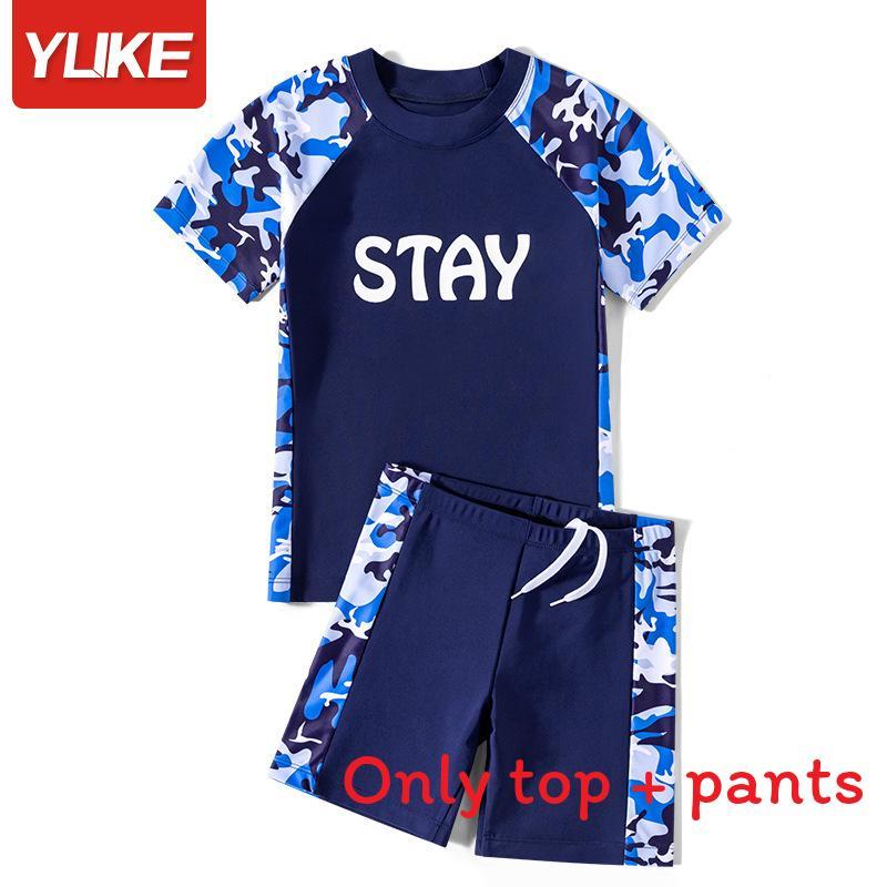 Navy Kids Swimsuit With Polyester Fabric For Water Sports And Sun Protection For Boys And Girls