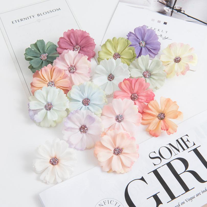 10/20pcs Artificial Flowers Cheap Daisy Heads Mini Home Wedding Decorations Diy Scrapbooks Fake Plants Festival Wreath Headdress