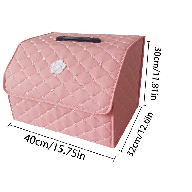 Pink Folding Car Trunk Organizer - Multifunctional Storage Box for Car Supplies