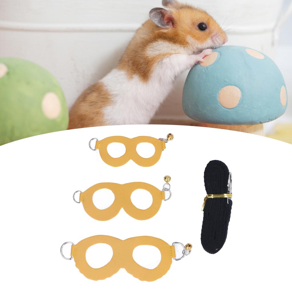 Hamster Harness and Lsh Set Artificial Lther Soft sy To Wr Rat Walking Harness Vest and Lsh Set with Bells