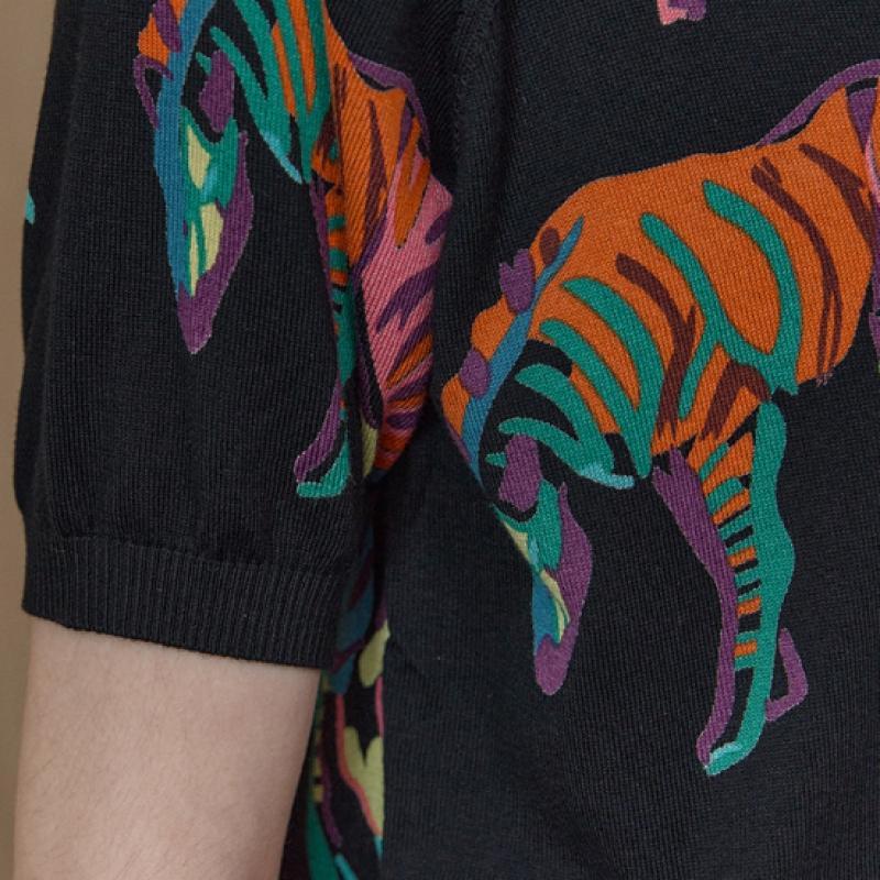 MAXZA ViVid Print V Neck Short sleeVe Knit Cardigan Zc08qd008on