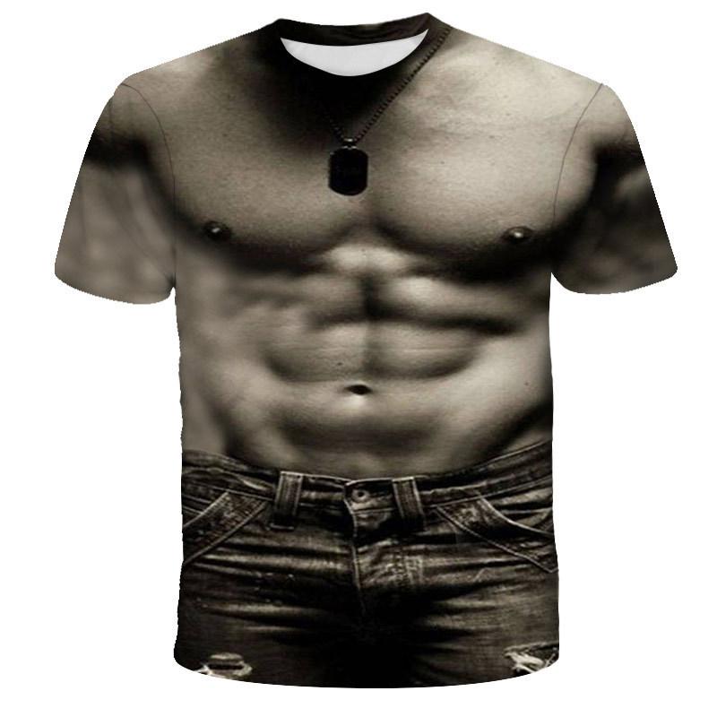 Suitable for Both Men Women Spring Summer Printed 3D Muscle Strong Men's Trendy Fashionable T-shirt
