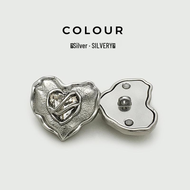 High-End Women's Trench Coat with Rhinestone Heart-Shaped Buttons