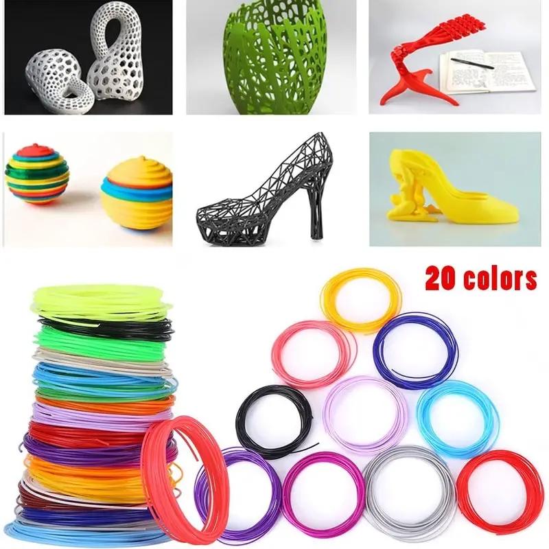 Filament PLA cu diametrul de 1,75 mm, material de imprimare 3D color pentru stilou 3D, 10/20/30 de culori, 10M 25M 100M, incolor, inodor și sigur.