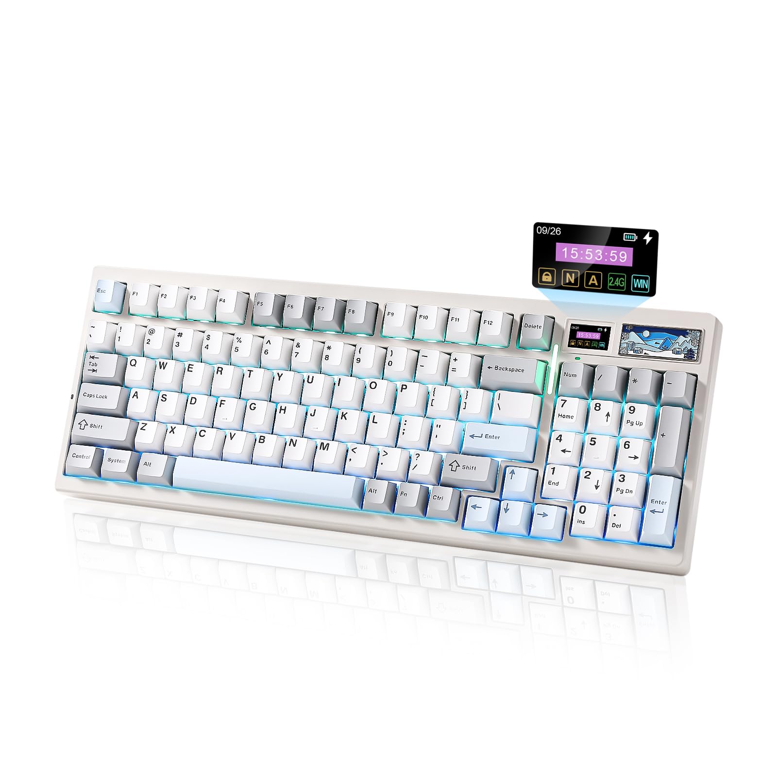 

YUNZII IF99 96% Layout Wireless Gaming Keyboard Mechanical Bluetooth2.4GWired LCD Screen QMKVIA Programmable Gasket Equipped Hot Swap RGB MacWin