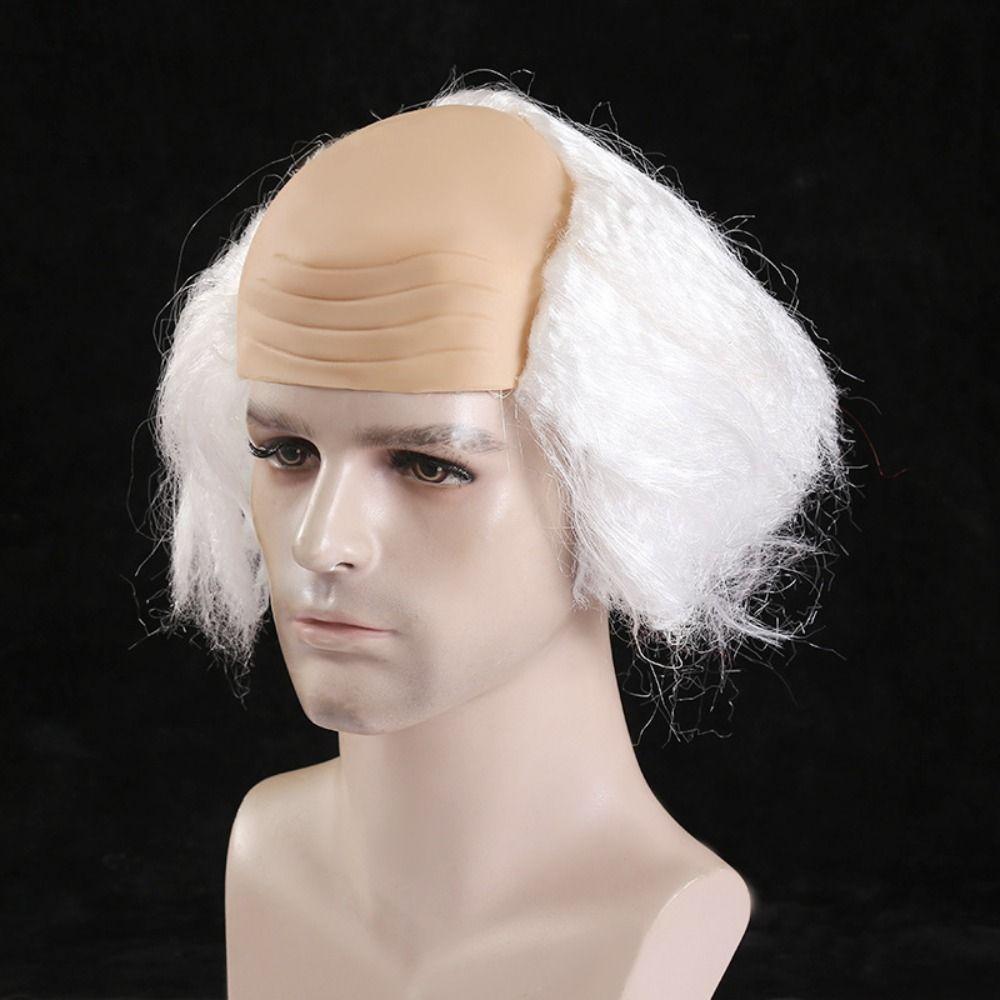 Props Funny Bald Wig Curly Halloween Balding Wig April Fool's Day Old Man Bald Wig  Masquerade Show