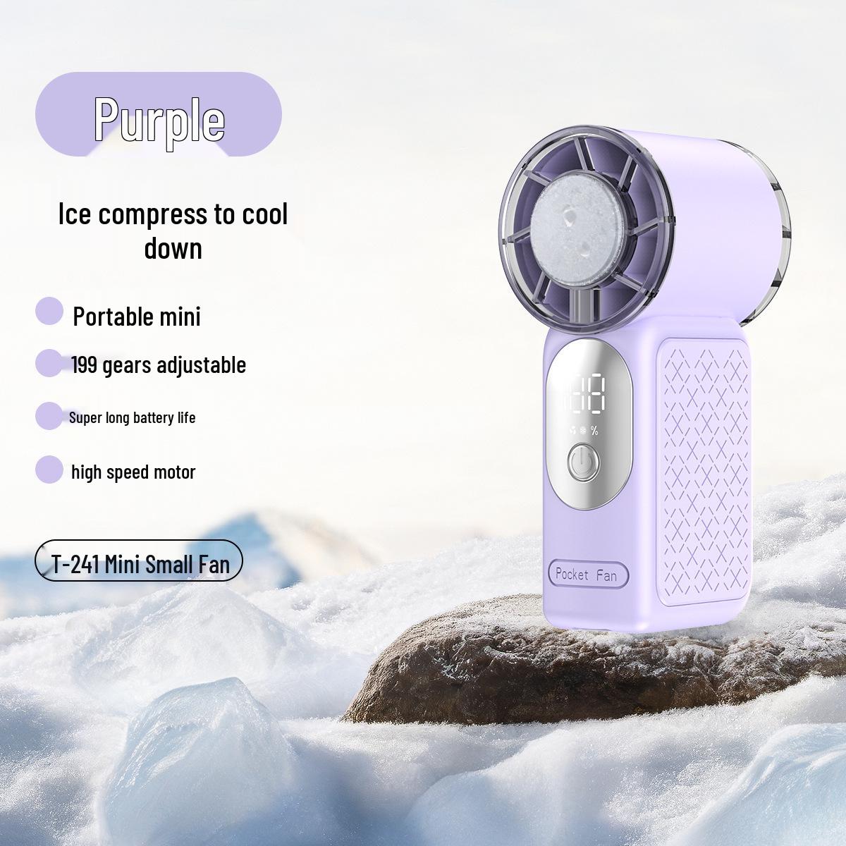 T241 Portable High-Speed Handheld Fan USB with Smart Display and Ice Pack Cooling 36*60*148