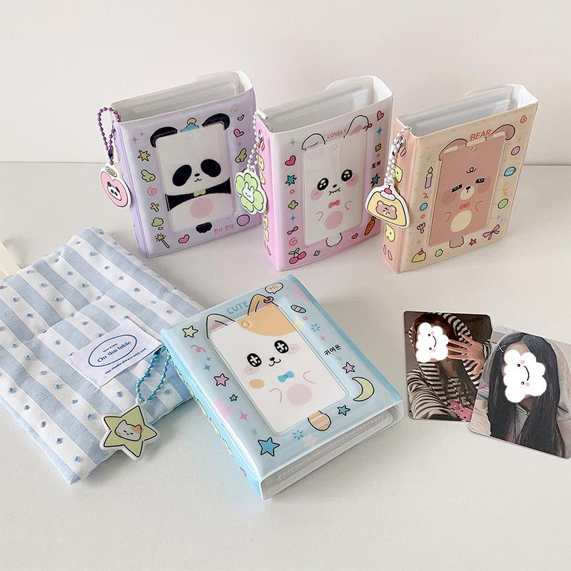 Cute Cartoon Kitten Three-Inch Album Student 40 Slot Photo Card Binder Polaroid Idol Mini Photo Card Storage Album Girls Gift
