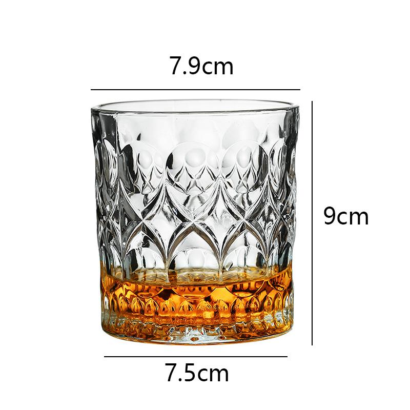 330ml 4pcs Set Bar Drinkware Juice Cold Drink Cups Vintage Carved Wine Glass Classic Foreign Wine Brandy Cocktail Glasses Party