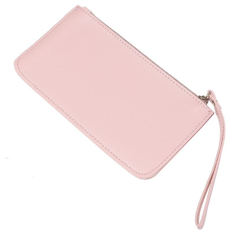 Women Vintage Long Wallet PU Leather Zipper Wallet Soild Color Large Capacity Card Holder Bag