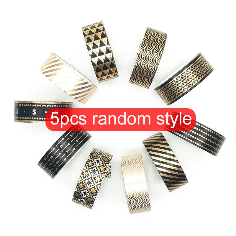 

5/10roll Washi Tape Bronzing Geometric Patterns Paper Tape Stationery Album Decoration Color Stickers DIY Self-adhesive Tape TMZ