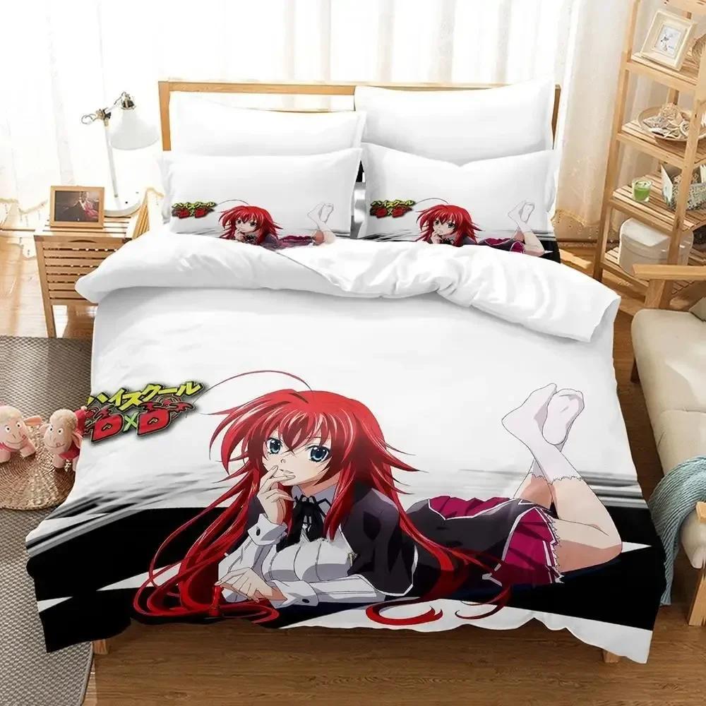 New Kawaii High School DxD Bedding Set Duvet Cover Sheet Printed Bed Set Pillowcase Bed Full Queen King Size Comforter Bedroom