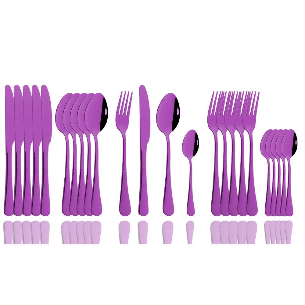 24Pcs Mirror Polished Blue Cutlery Set Stainless Steel Dinnerware Set Knife Fork Coffee Spoon Tableware Set Kitchen Dinner Silverware Set
