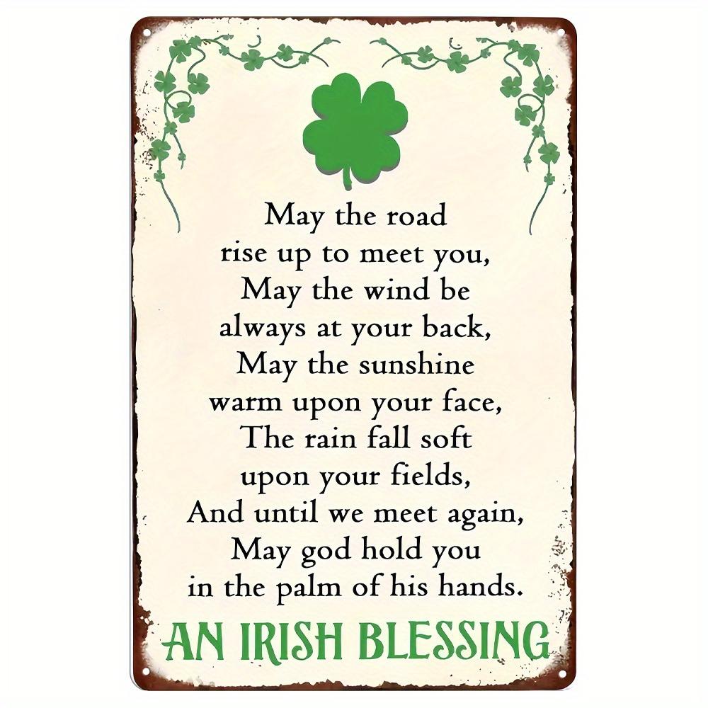 St Patrick s Day Tin Brand Irish Blessing Metal Painting Art Logo Irish Holiday Decoration Green Clover Lucky Clover 20X30CM